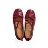 Classic Crinkled Lambskin Womens Square Toe Cross Strap Ballet Flats