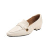 Modern Minimalist Seamed Lambskin Womens Square Toe Block Heel Loafers