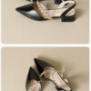 Casual Chic Studded Microfibre Womens Pointed Toe Block Heel Slingback