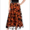 Halloween Layered Mesh Tulle Womens Elastic Waist A Line Midi Skirt