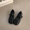 Casual Chic Faux Leather Split Toe Buckle Womens Mary Jane Flats