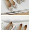 Timeless Classic Microfibre Crystal Pearl Bow Womens Ballet Flats