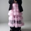 Casual Chic Pastel Ruffled Tiered Tulle Womens A Line Midi Skirt