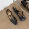 French Riviera Sheepskin Caged Womens Square Toe Fisherman Sandals