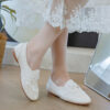 Casual Chic Perforated Sheepskin Leather Womens Flat Mary Janes