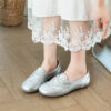 Casual Chic Perforated Sheepskin Leather Womens Flat Mary Janes