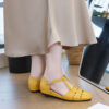 French Riviera Sheepskin Caged Womens Square Toe Fisherman Sandals