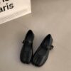Casual Chic Faux Leather Split Toe Buckle Womens Mary Jane Flats