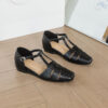French Riviera Sheepskin Caged Womens Square Toe Fisherman Sandals