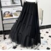 Casual Chic Breathable Bow Embellished Tulle Womens A Line Midi Skirt