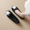 Timeless Classic Quilted Lambskin Colour Block Bow Womens Ballet Flats
