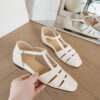 French Riviera Sheepskin Caged Womens Square Toe Fisherman Sandals