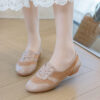 Casual Chic Perforated Sheepskin Leather Womens Flat Mary Janes