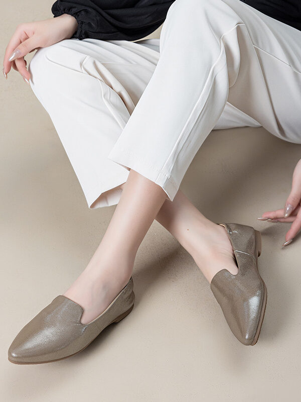 Casual Chic Foldable Sheepskin Womens Pointed Toe Slip On Flats