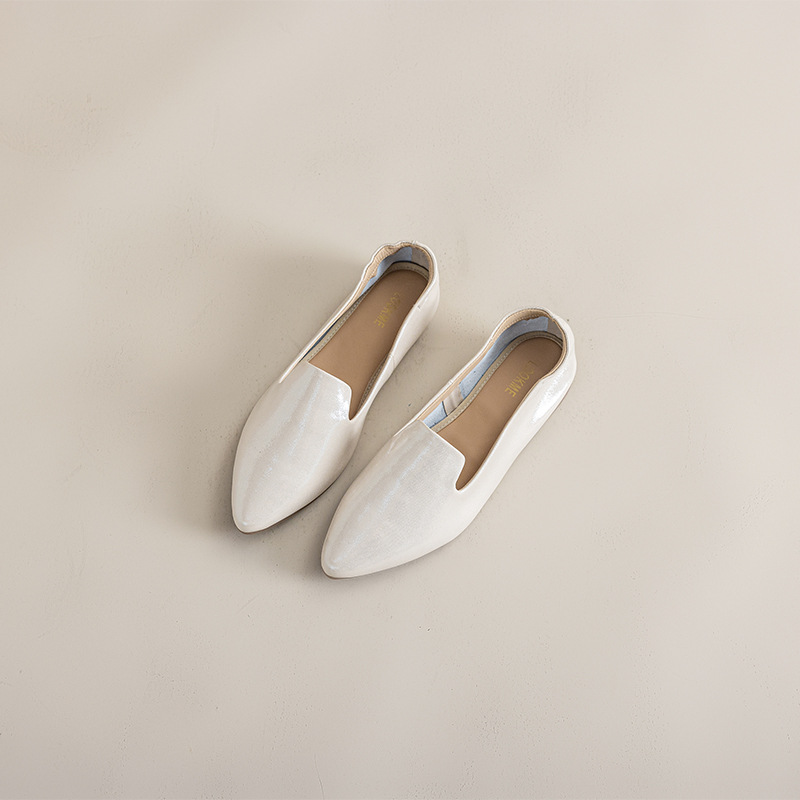 Casual Chic Foldable Sheepskin Womens Pointed Toe Slip On Flats
