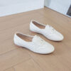 Casual Chic Perforated Sheepskin Leather Womens Flat Mary Janes