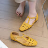 French Riviera Sheepskin Caged Womens Square Toe Fisherman Sandals