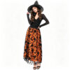 Halloween Party Flocked Mesh Womens Elastic Waist A Line Midi Skirt