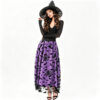Halloween Party Flocked Mesh Womens Elastic Waist A Line Midi Skirt
