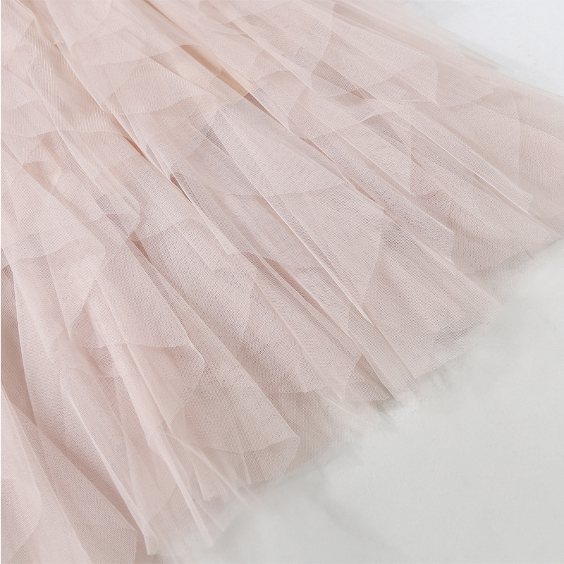 Casual Chic Breathable Asymmetric Layered Tulle Womens Midi Skirt