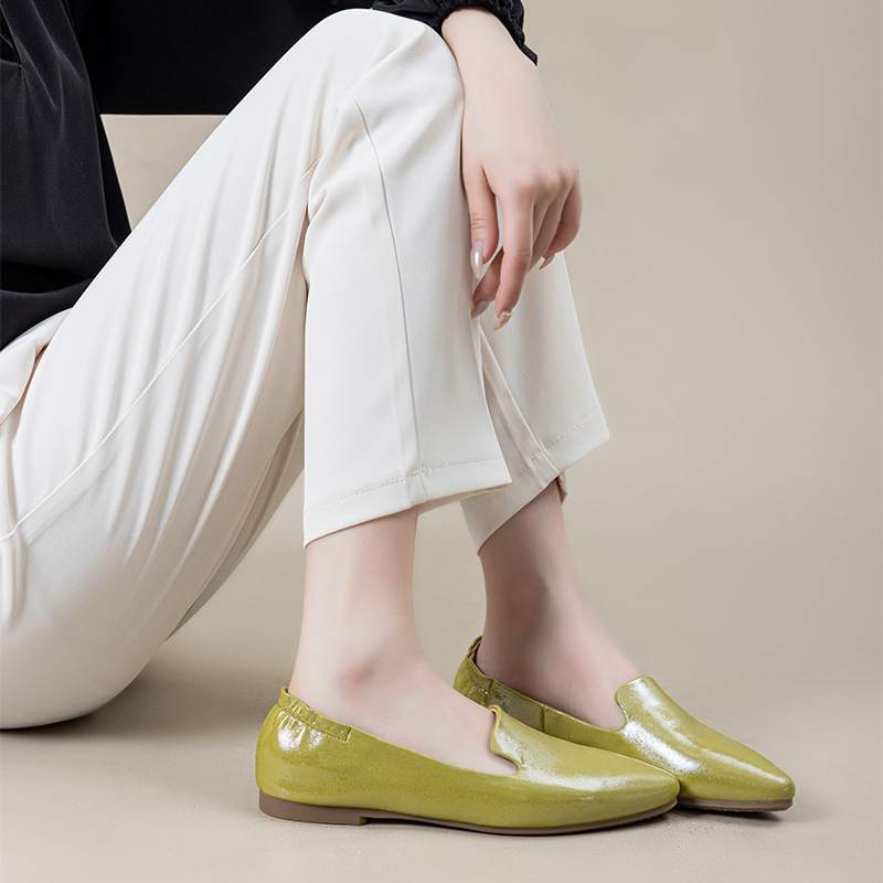 Casual Chic Foldable Sheepskin Womens Pointed Toe Slip On Flats