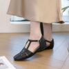 French Riviera Sheepskin Caged Womens Square Toe Fisherman Sandals