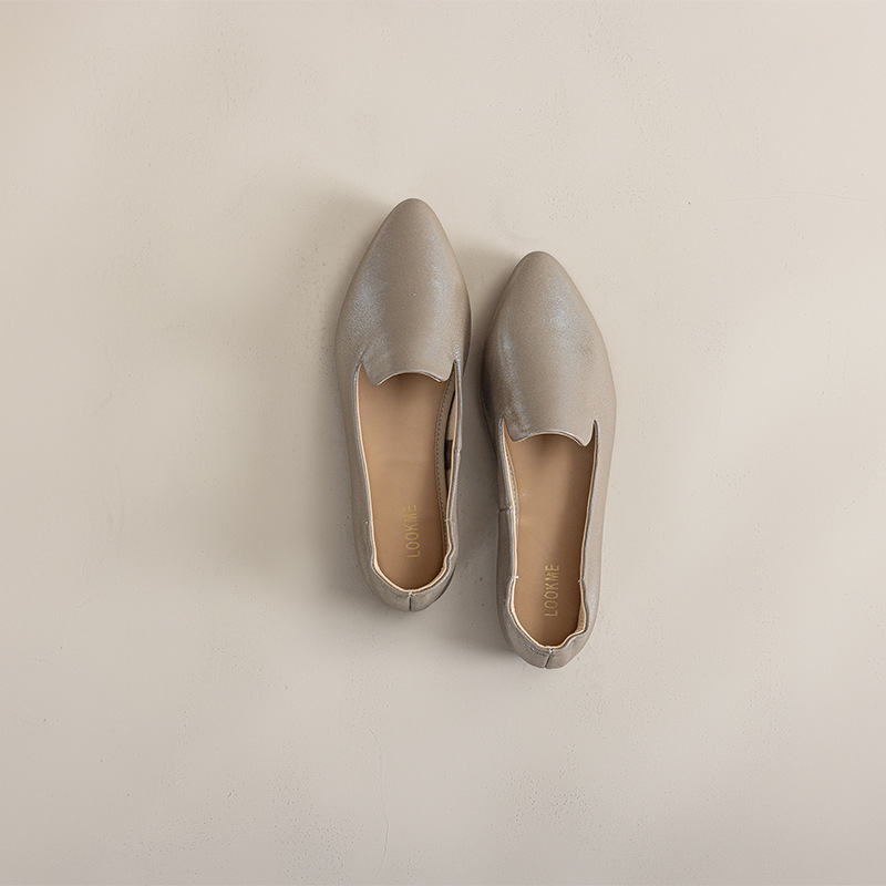 Casual Chic Foldable Sheepskin Womens Pointed Toe Slip On Flats