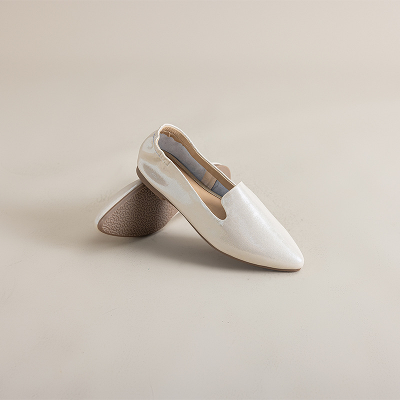 Casual Chic Foldable Sheepskin Womens Pointed Toe Slip On Flats