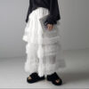 Casual Chic Pastel Ruffled Tiered Tulle Womens A Line Midi Skirt