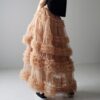 Casual Chic Pastel Ruffled Tiered Tulle Womens A Line Midi Skirt
