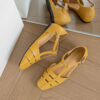 French Riviera Sheepskin Caged Womens Square Toe Fisherman Sandals