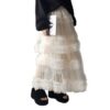 Casual Chic Pastel Ruffled Tiered Tulle Womens A Line Midi Skirt