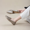 Casual Chic Foldable Sheepskin Womens Pointed Toe Slip On Flats