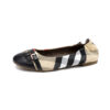 French Riviera Check Buckled Cap Toe Womens Slip On Ballet Pumps