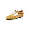 French Riviera Sheepskin Caged Womens Square Toe Fisherman Sandals