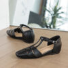 French Riviera Sheepskin Caged Womens Square Toe Fisherman Sandals