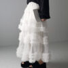Casual Chic Pastel Ruffled Tiered Tulle Womens A Line Midi Skirt