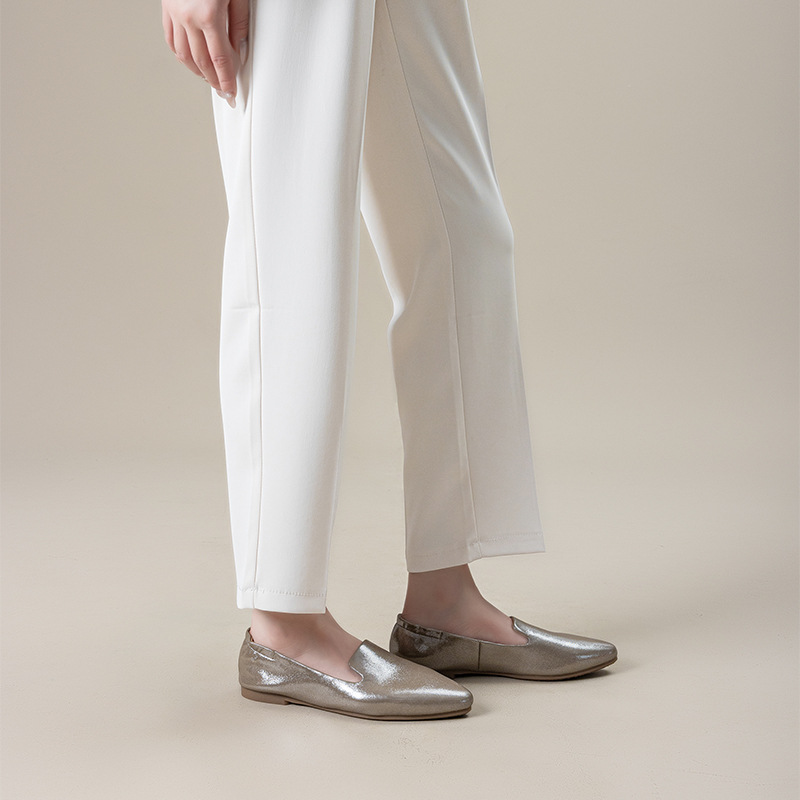 Casual Chic Foldable Sheepskin Womens Pointed Toe Slip On Flats