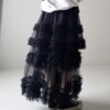 Casual Chic Pastel Ruffled Tiered Tulle Womens A Line Midi Skirt