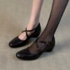 French Riviera Soft Sheepskin Criss Cross Round Toe Ladies Mary Janes