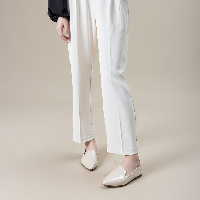 Casual Chic Foldable Sheepskin Womens Pointed Toe Slip On Flats