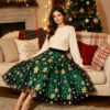 Casual Chic Christmas Party Panelled Tulle Womens A Line Midi Skirt