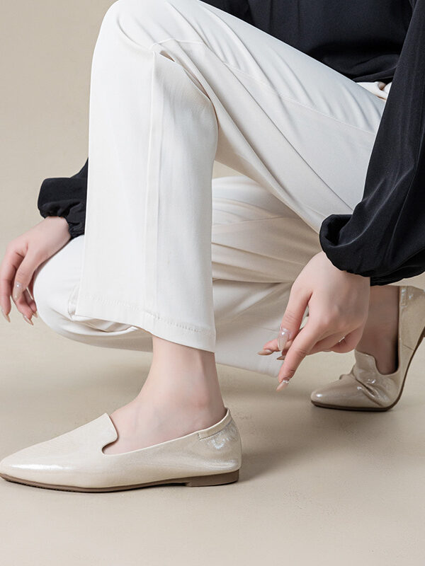 Casual Chic Foldable Sheepskin Womens Pointed Toe Slip On Flats