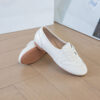 Casual Chic Perforated Sheepskin Leather Womens Flat Mary Janes