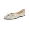 Timeless Classic Microfibre Crystal Pearl Bow Womens Ballet Flats