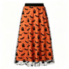 Halloween Flocked Print Tulle Womens Midi Skirt