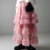 Casual Chic Pastel Ruffled Tiered Tulle Womens A Line Midi Skirt