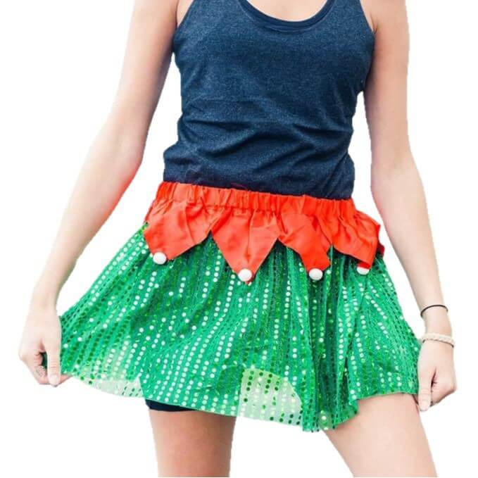 Urban Sporty Sequin Panelled Womens Christmas Running Mini Skirt