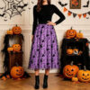 Halloween Flocked Print Tulle Womens Midi Skirt