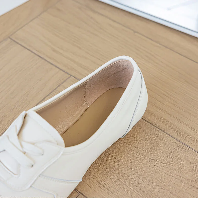 Casual Chic Perforated Sheepskin Leather Womens Flat Mary Janes